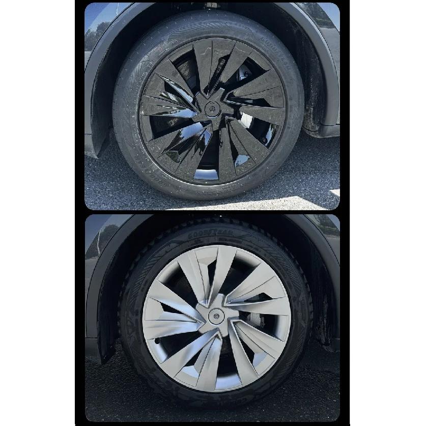 Para Tesla Model Y Juniper 4 Peças Calota de Roda 19 Polegadas Calota de Cubo Substituição Performance Calota de Roda Crossflow 2025 Acessório de Calota Completa