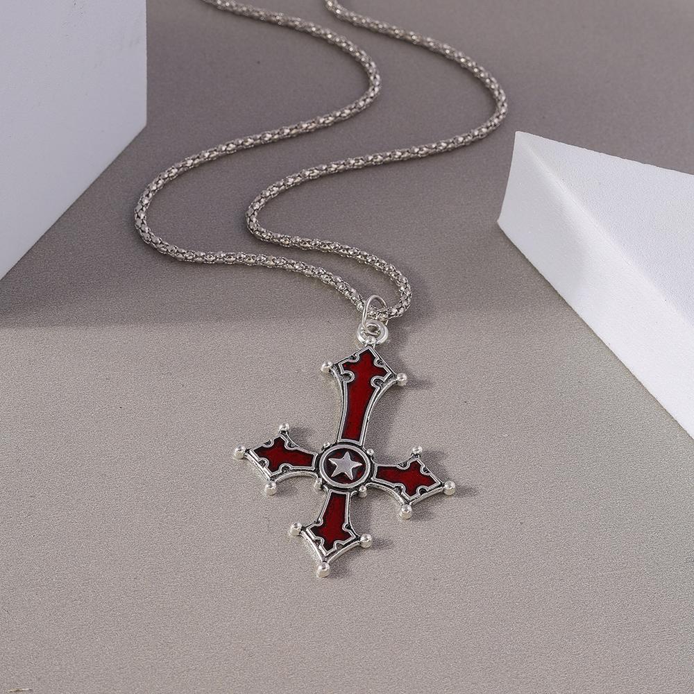 Gothic Skull Love Heart Necklace for Women Men Religious Crucifix Necklaces Punk Jewelry Gifts