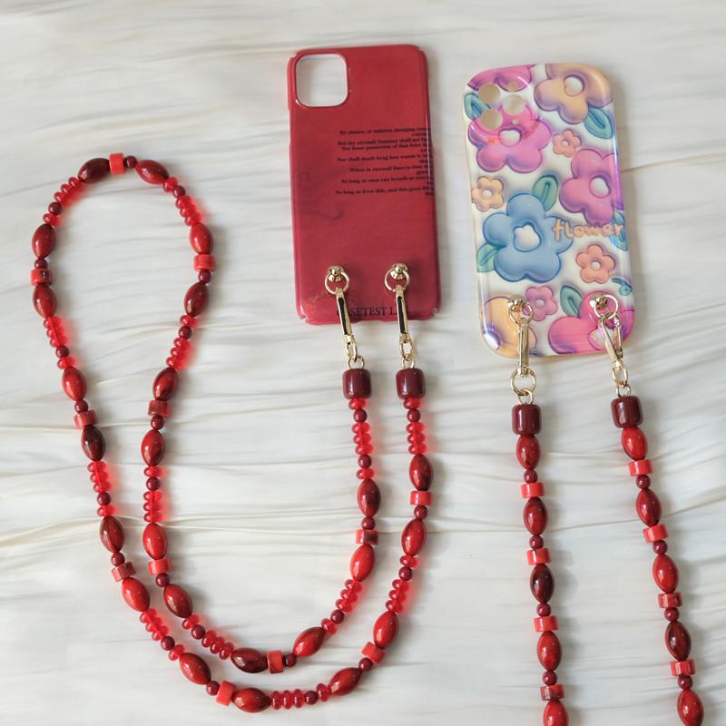New Phone Accessory Long Cellphone Chain Anti Lost Universal Beaded Shoulder Neck Crossbody Phone Strap Phone Case Holder Chain