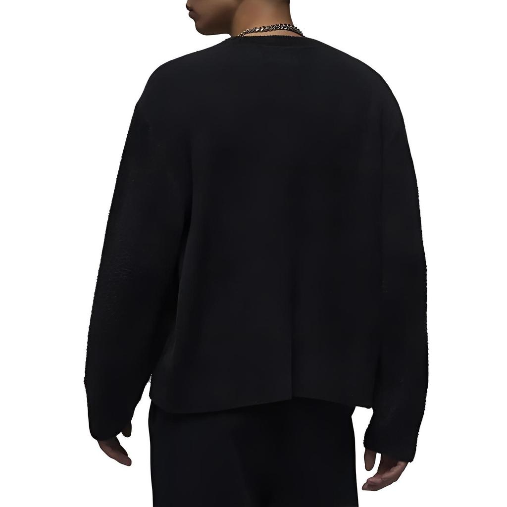 Jordan Flight Heritage Letter Crew Neck Loose Fit Fleece Lined Sweater Men's Black FD7390-045
