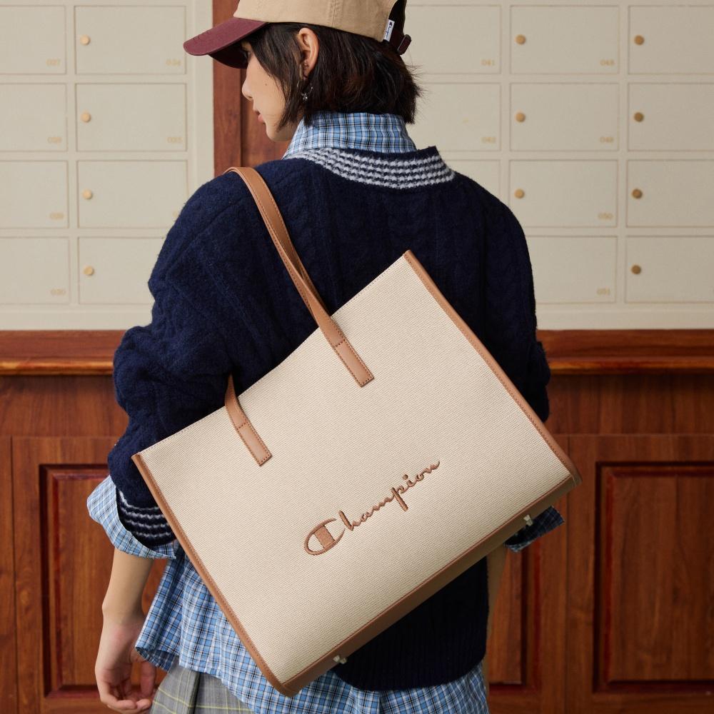 Champion Rectangle Tote Bag L Ss26 Fashion Versatile Trendy Daily Commuting Fabric Splicing Artificial Leather Shoulder Bag Regular U6AACPU83