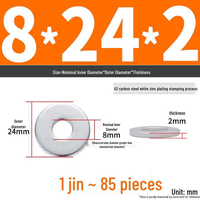Extra Large Galvanized Metal Flat Washer - Thickened Round Screw Washer M6-M16
