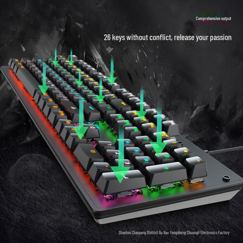 "Value E-sports K104 Mechanical Gaming Keyboard, Wired USB, Blue/Red Switches, Backlit for Office and Gaming Use"