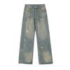 Unisex Wide Leg Straight Cut Denim Pants Casual Streetwear Loose Fit Vintage Washed Jeans Teens Adults