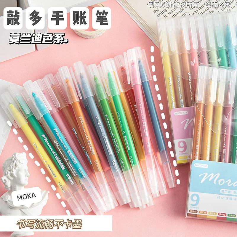 9 PCS/Set Colored Gel Pens Set Kawaii 9 Colors 0.5mm Ballpoint Pen for Journal Cute Office School Supplies Korean Stationery