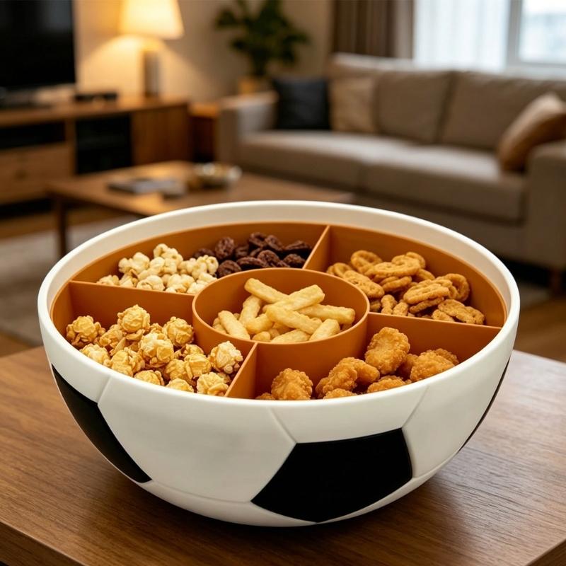 Soccer Shape Snacks Bowl Plastic Food Container Football Style Snacks Dish For Nut Popcorns Candy At Parties