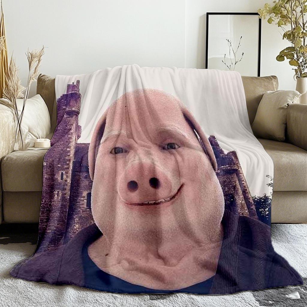 John Pork Is Calling Thin Printed Blanket Accessories Home Blankets Flannel Throw for SofaBedTravelCampingLivingroomOffice 75x100cm (30x40inch)