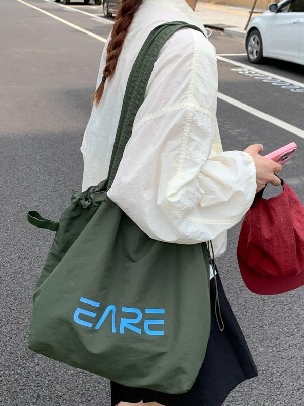 Nylon Buchstabentasche für Damen mit Kordelzuggriff Tägliche Lässige Mode
