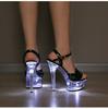 Women Led Light Dance Sandals Nightclub 15CM Transparent Crystal Shining Sandals LFD-190-A90