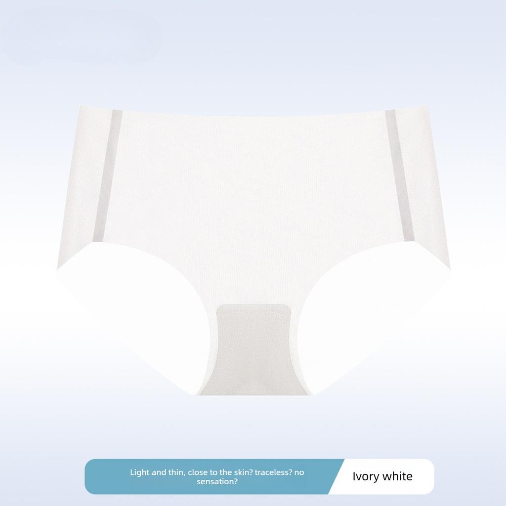 Women's Summer Thin Ice Silk 10A Antibacterial Cotton Extended Crotch Trackless Briefs