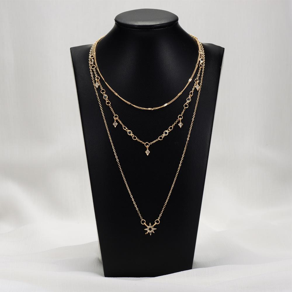 European and American popular personality geometric fashion simple multi-layer neck chain star pendant necklace spot
