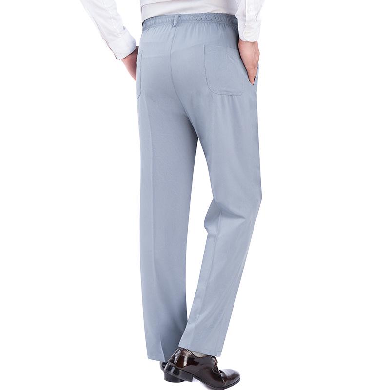 Breathable Elastic Waist Silk-Like Floral Casual Pants for Middle-Aged & Elderly