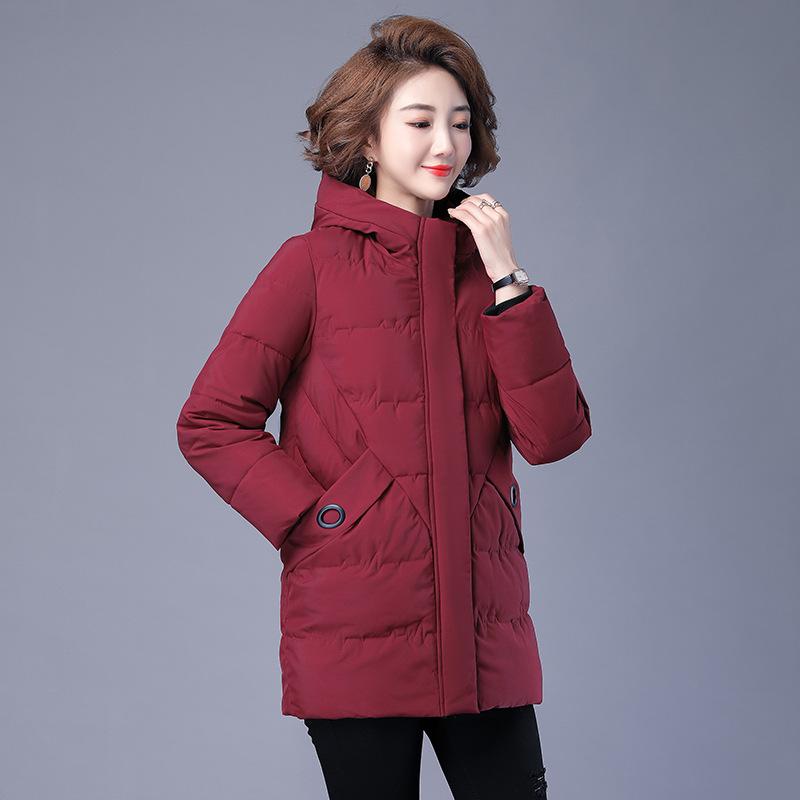 Mother's Down Cotton-padded Jacket Girls' Long Winter New Loose Slim Large Size Cotton-padded Jacket Thick Coat.