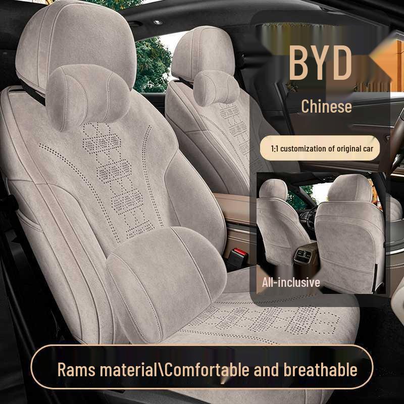 Compatible with 26 BYD Han DMI/EV, All-Season Perforated Full Surround Seat Cushion Cover.