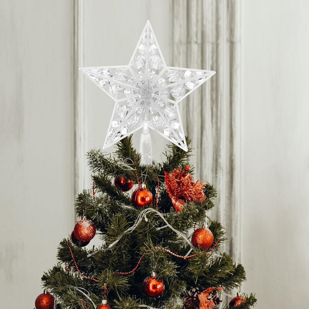 Ledmomo Stea de Vârf de Pom Iluminată LED Ornament de Pom de Crăciun cu Stele