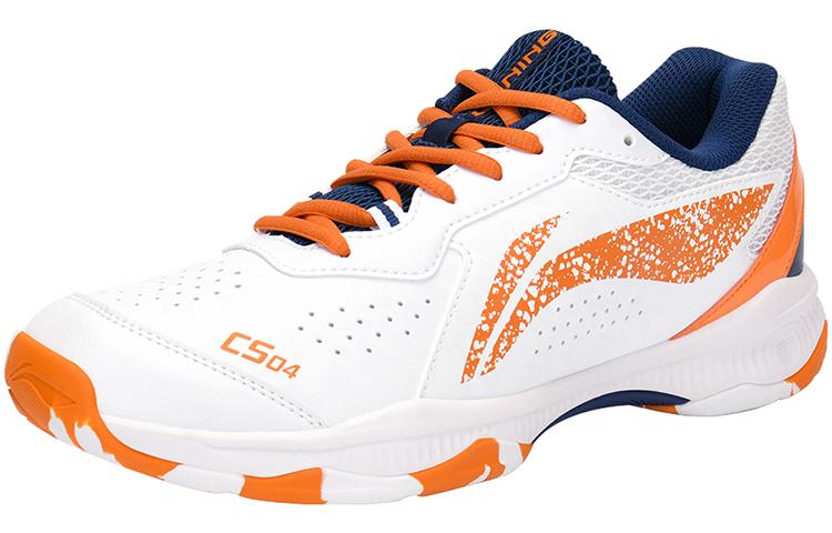 Li Ning Slip Resistant, Abrasion Resistant, Breathable, Lightweight Low Top Badminton Shoes Unisex White Ice Orange AYTS061-1