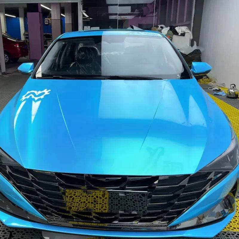 Car Wrap Vinyl Film Multicolored Coral Sky Blue Color Change Stickers PET Bubble Free Auto Self Adhesive Sticker Car Accessories