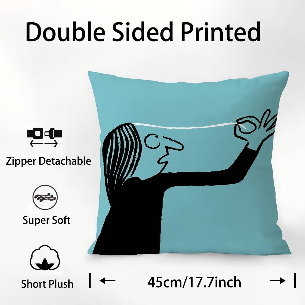 Aesthetic Art J-Jean-Jullien Pillow Case Plush Fabric Soft  Pillowcase Double Sided Print Cushion Cover Household Gifts