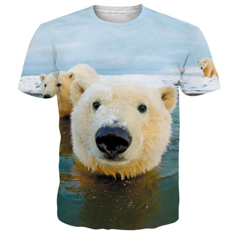 3D Digital Printing Men's Short Sleeves Polar Bear T-Shirt
