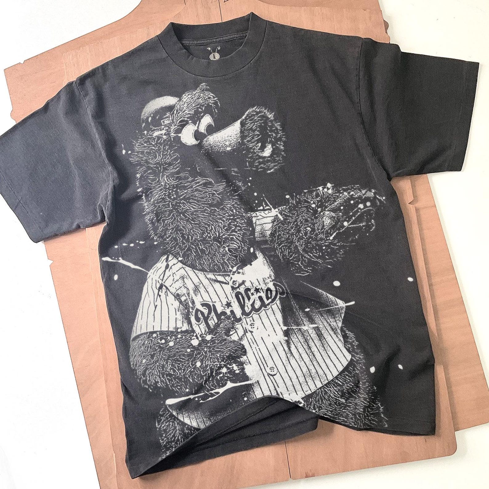 Phanatic Bleached T-Shirt: Vintage Faded Black Cotton Unisex Tee S