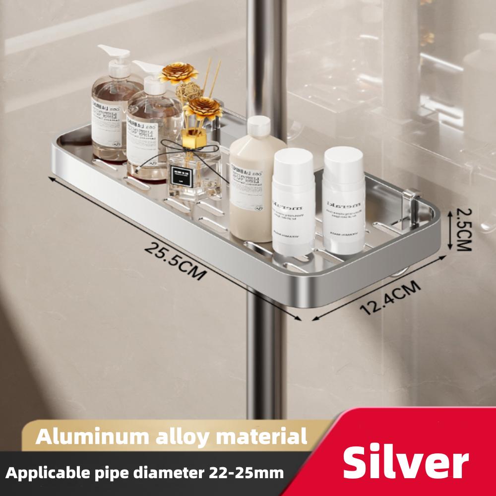 

Полка для ванной комнаты, алюминиевая полка для душа с вешалкой для полотенец, полка без сверла, полка для душа, держатель для мыла и шампуня, органайзер для ванной комнаты серебряный