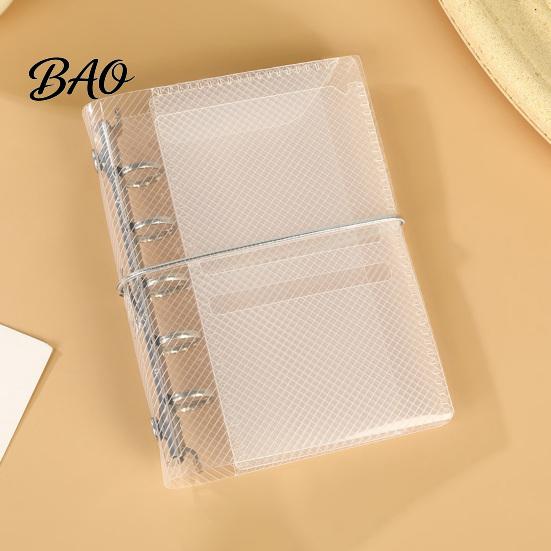 Refillable Planner Binder A6 A7 M5 Trifold Binder, 5/6-Rings Transparent Loose Leaf 6-Rings Folder, Budget Notebook Cover for School, Office, Meeting