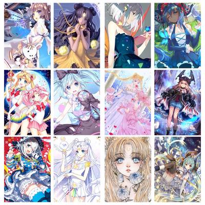 5D-Diamantgemälde, Anime-Schönheit, Bilder von Strasssteinen, Mosaik-Symbol, komplettes rundes Kit