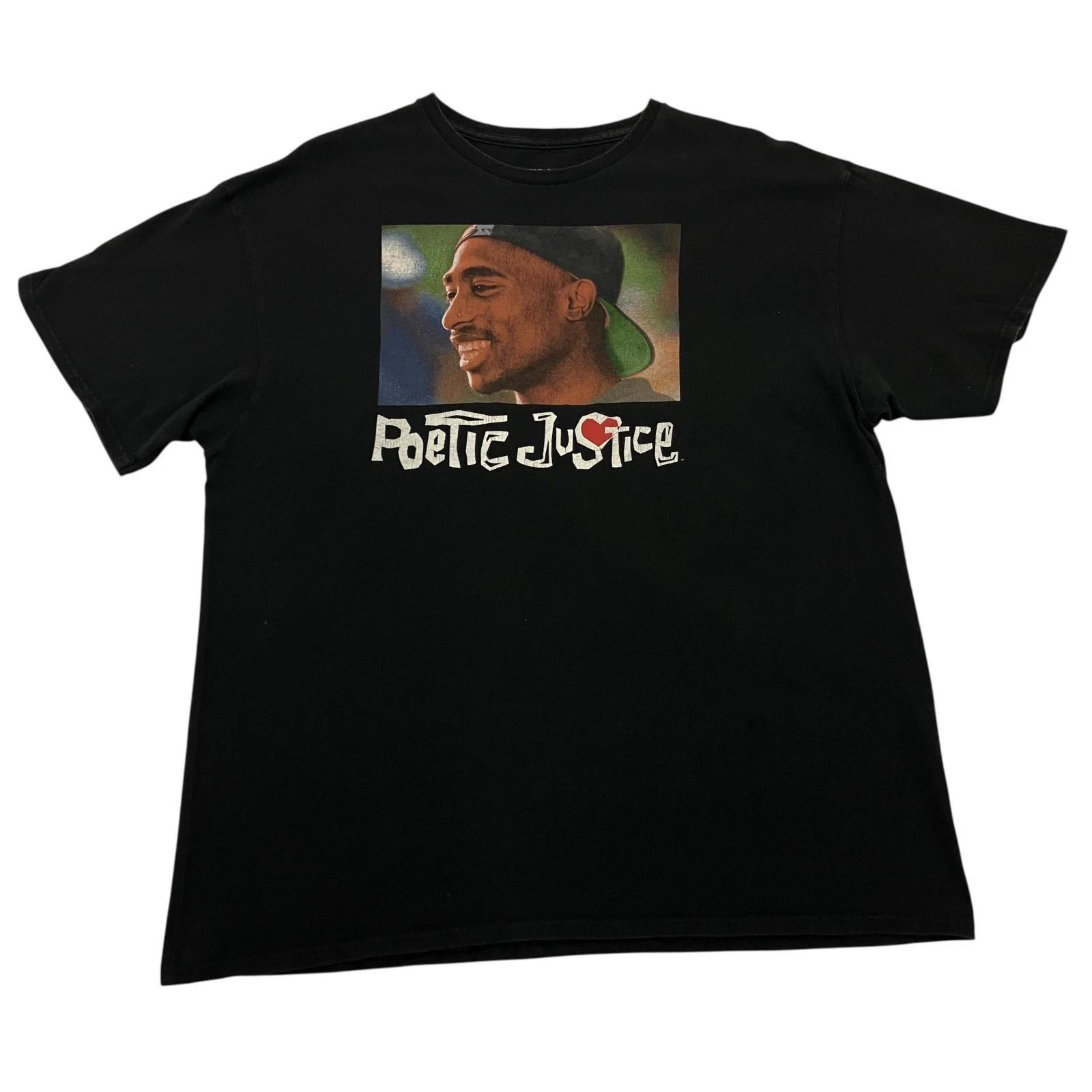 Tupac Poetic Justice T Shirt Black Mens XL Graphic Rap Hip Hop Movie XXL
