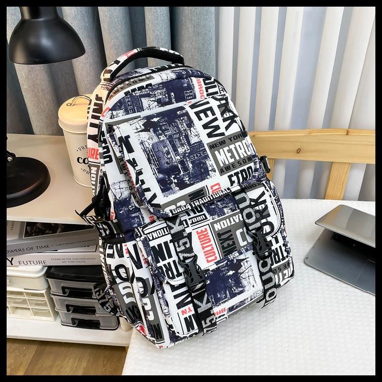 Schoolbag trendy cool graffiti boys junior high school students Internet celebrity schoolbag men large capacity fashion casual versatile backpack