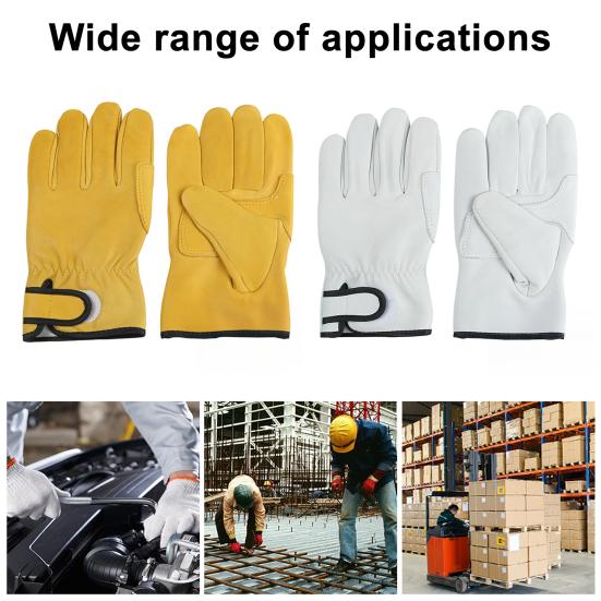 1 Pair Welding Protective Gloves Hand Protection Fake Sheepskin Work Gloves Anti-Slip Adjustable Wrist Opening Safety Gloves