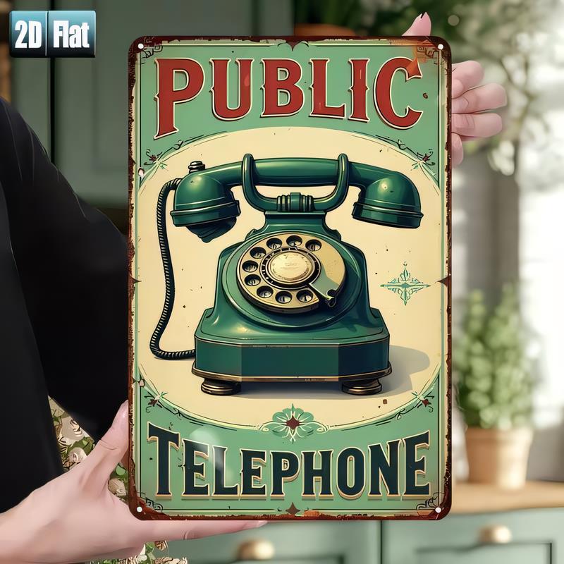 Blechschild Metall Vintage Öffentliches Telefon Retro Wanddekor für Telefonzelle Man Cave Bar Garage Büro Rustikales Schild Geschenk für Männer W
