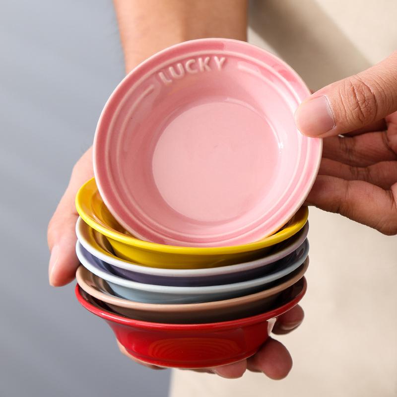 Creative Colorful Ceramic Small Disc Household Gradual Change Tableware Seasoning Dipping Sauce Vinegar Dish Snacks Dish Dish