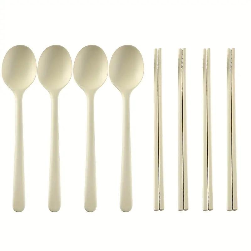 

8pcs silicone cutlery set, non slip chopsticks and main spoon cutlery set, suitable for families, restaurants, holiday gifts