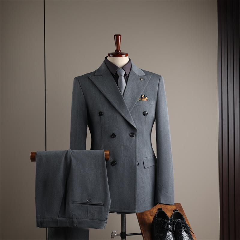 Men's High-End Slim-Fit Suit Set: Business Formal, Groomsman, Wedding Groom's Wear, Wrinkle-Resistant Jacket