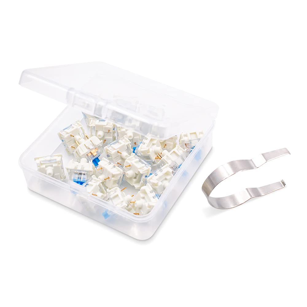 Gateron Blue Mechanical Key Switches (Blue Switches) - Pack of 20 (20 Pieces)  Tactile Switches  3-Pin  DIY Replaceable Switches for Mechanical
