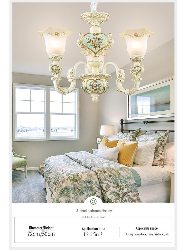 European Retro Resin Chandelier for Living Room, Restaurant, or Bedroom - Warm Atmosphere and Unique Style