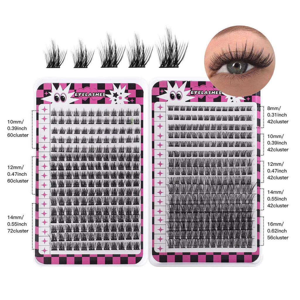 Large Capacity DIY Eyelash Extension Set: Natural Thick D Curl Segmented Self-Grafting Single Cluster Blossom Lashes