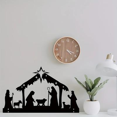 Outdoor Sacred Night Nativity Metal Projection Ornament: Christmas Eve Décor Perfect for Garden Party Ambiance