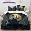 Moon Panda Pattern Bedding Quilt Set  Home Decoration  Gift (1 * duvet cover + 2 * pillowcase  without core)