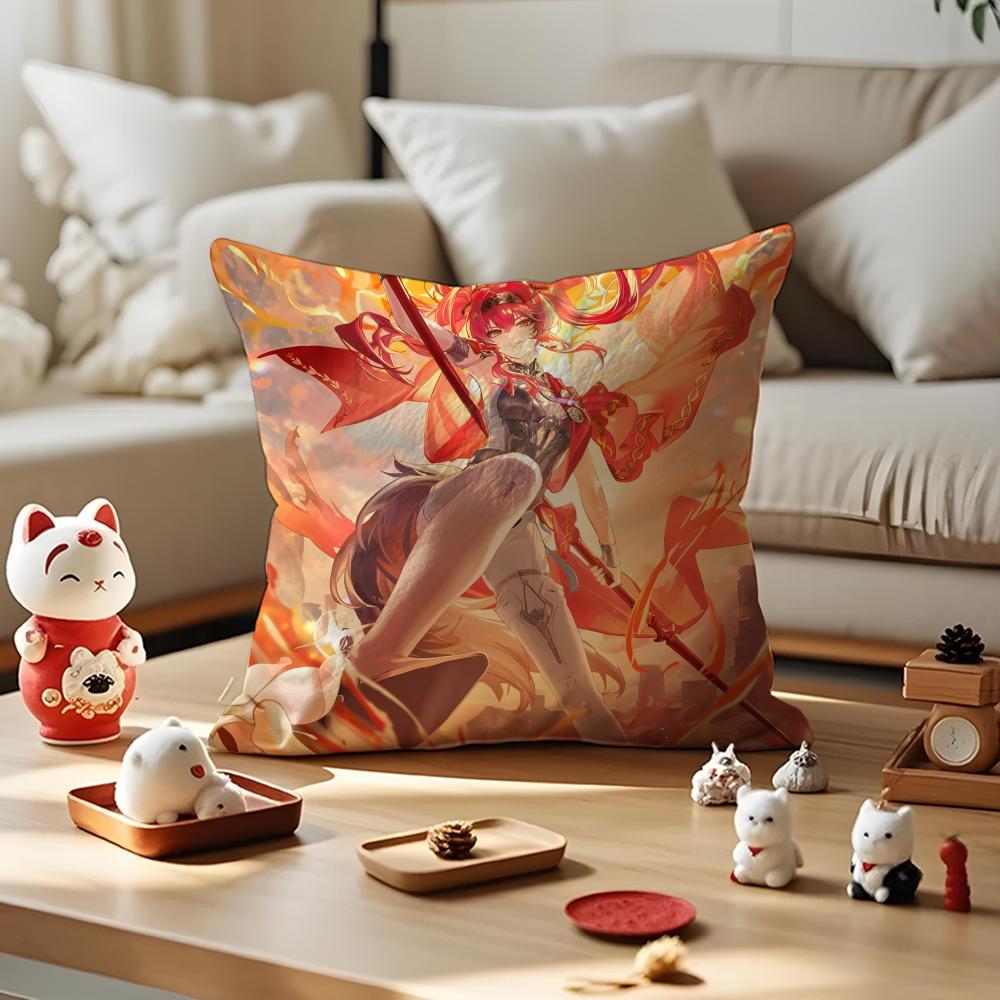 Game Wuthering Waves Cushion Cover Silky Short Plush with Invisible Zipper Dustproof Sofa Pillow Cover for Home Decor