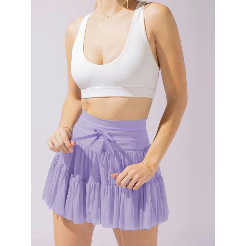 Solid Color High Waisted Lace up Skirt Women's Pure Color High Waist Shoelace Skirt