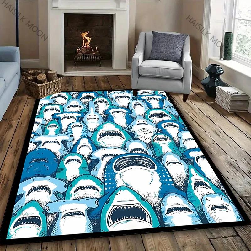 

Shark Attack Rugs! Anti-slip Sound Insulation, Living Room Bedroom Entrance Door Sofa Office Mats Modern Style Decorative Carpet 60x90(23x35in)
