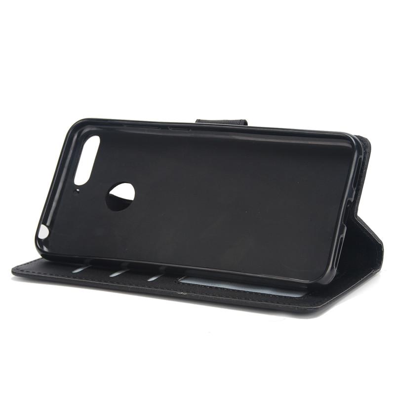 Huawei Y6 Prime 2018 Y5 Y6 Y7 Y9 2019 için Y6 Prime 2018 Deri Kılıf Kapak Klasik Düz Renk Flip Cüzdan Telefon Kılıfları Coque
