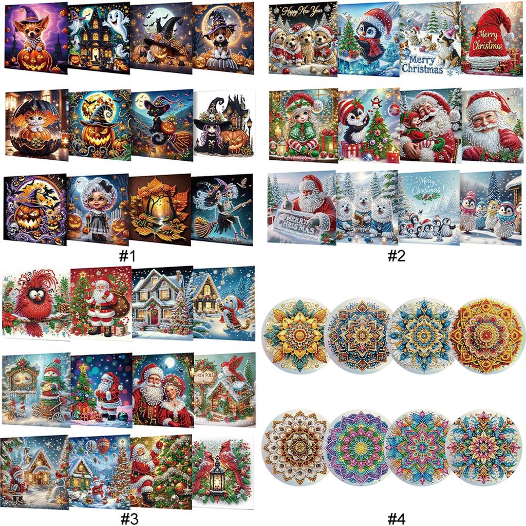 12PCS DIY Diamond Art Greeting Cards Flower Pattern Diamond Art Handmade Cards for Christmas Birthdays Thanksgiving and Holidays