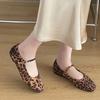 Fashion Big Size 43 Footwear Leopard Print Women Mary Janes Shoes Female Designer Shallow Fashion Buckle Strap Ladies Flat With Shoes