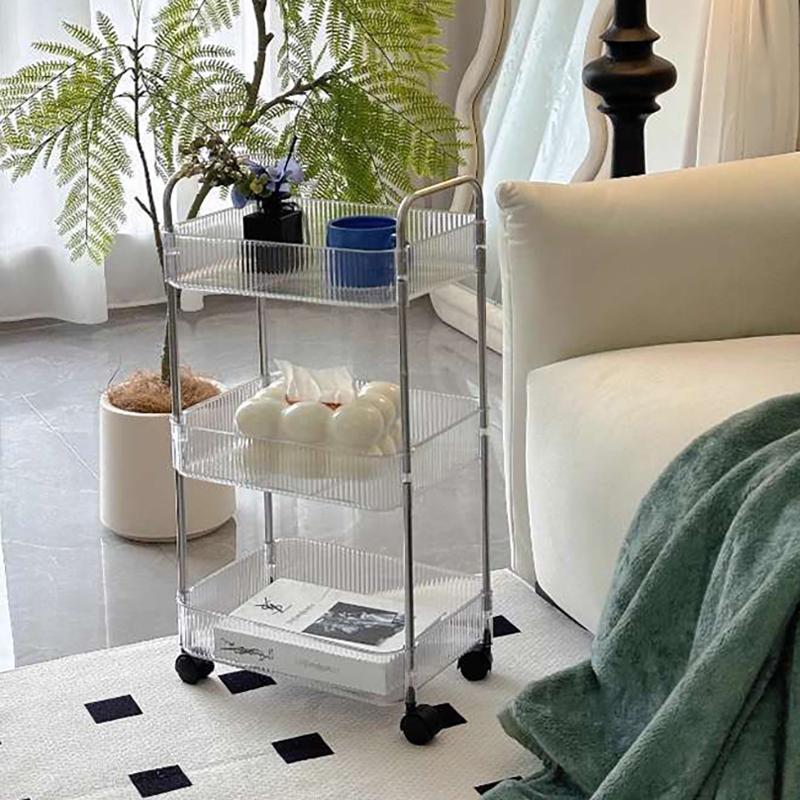 Transparenter Rollwagen Organizer Ständer Badezimmer Organizer Ständer Umzugs-Organizer Regal mit Rad