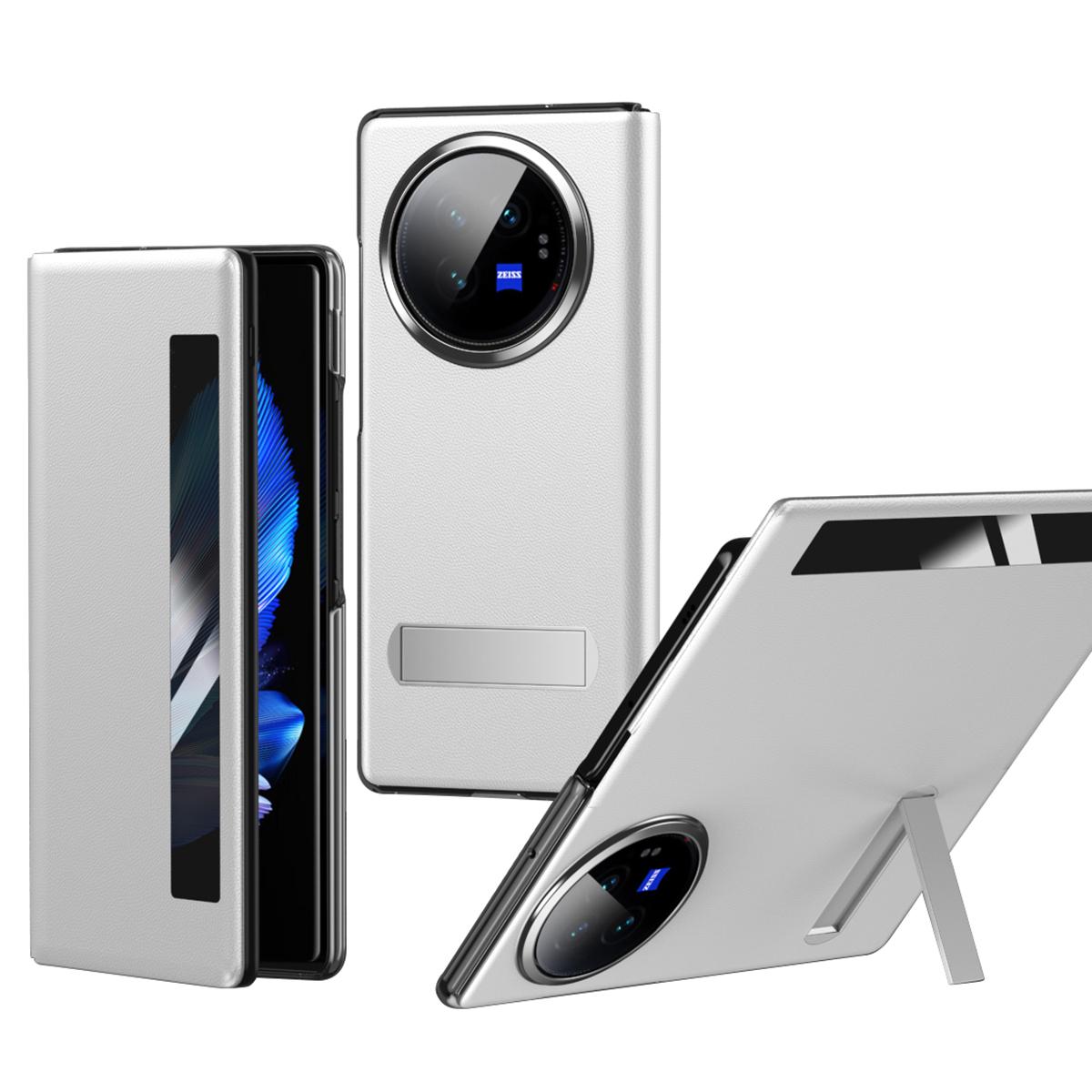 

Для vivo X Fold3 Магнітний чохол для телефону Віконце для перегляду PU шкіра+PC Кришка зі прихованою підставкою White