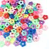 50Pcs Hollow Out Five Petal Flower Plastic Colorful Large Hole Plum Blossom Bead Charm for Hair Clips Earring Jewelry   Findings