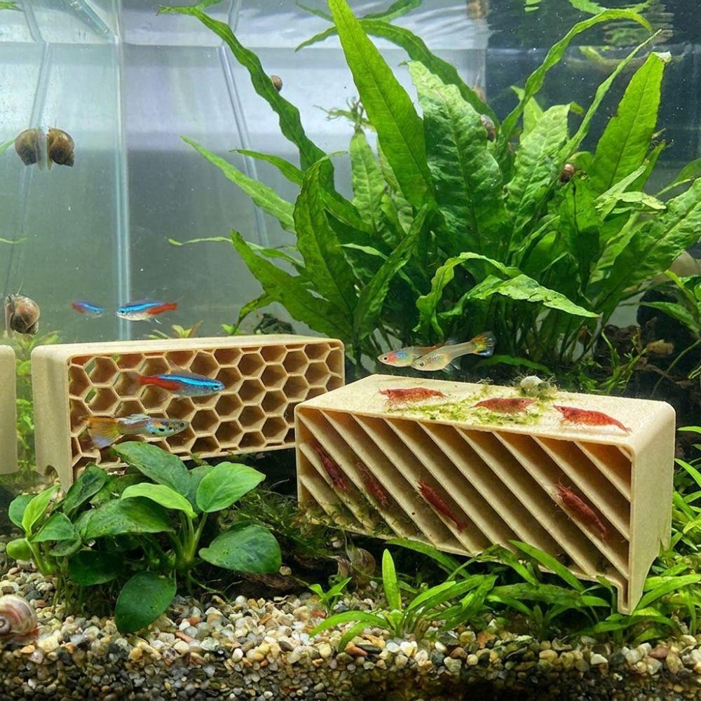 3D Printed Fish Shrimp Hideout Shelter Safe House Hollow Out Aquarium Underground Cave Plastic Grid Multi-level