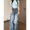 Light Blue Wide-Leg Jeans for Women, 2026 New Summer Thin Style, Plus-Size Loose High-Waisted Straight Pants